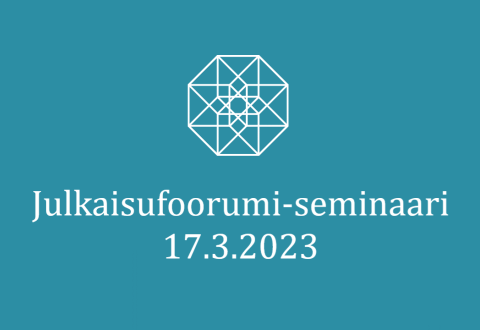 Kuvituskuva tekstillä "Julkaisufoorumi-seminaari 17.3.2023".