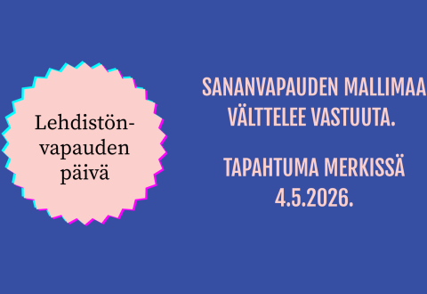 Teksti: Maailman lehdistönvapauden päivä. Tapahtuma Merkissä 4.5.2026 klo 17-19.